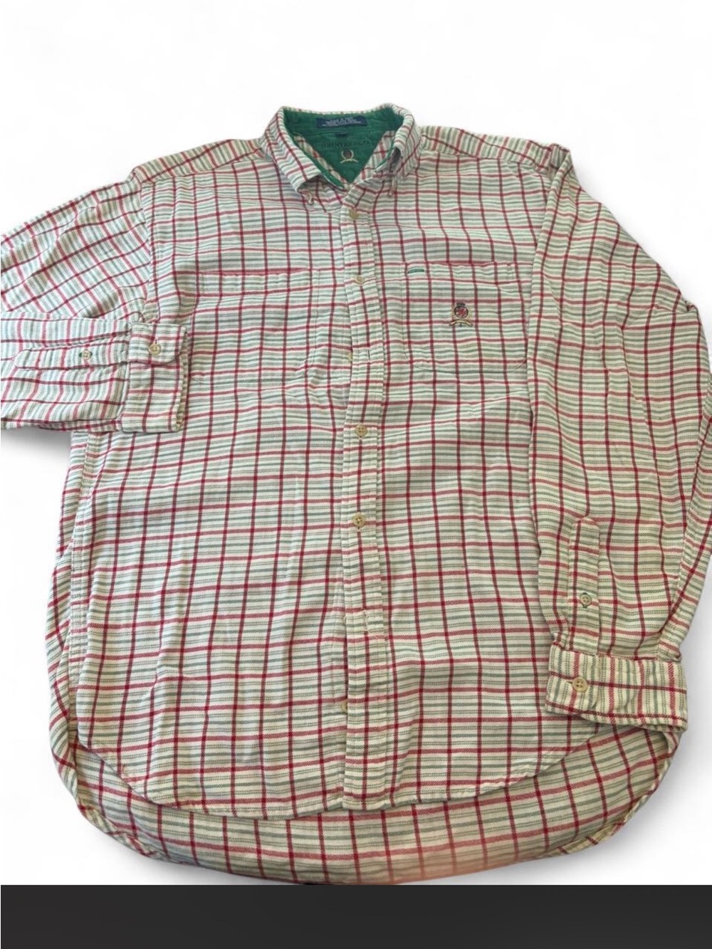 Tommy Hilfiger Green and Red Plaid Button-Down Shirt
